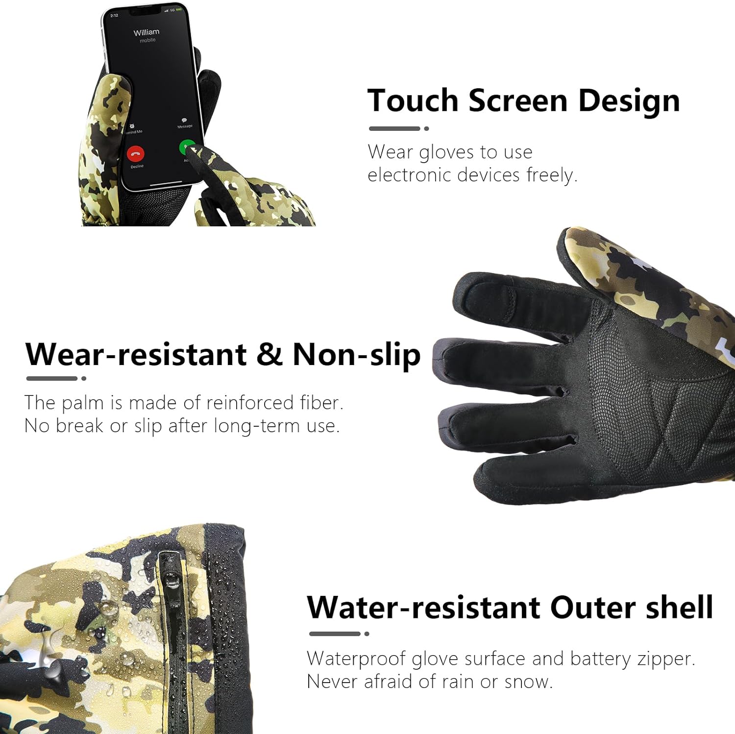 WG005 Heated Camo Gloves