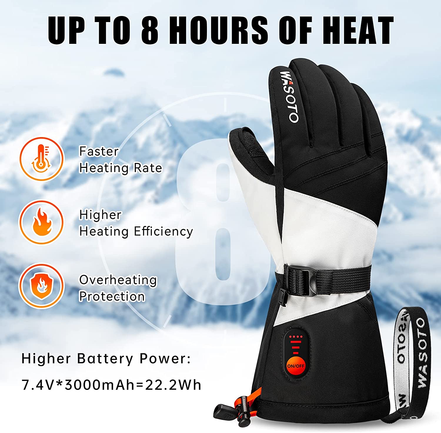 WG004  Heated Classic Gloves-Black&White-New